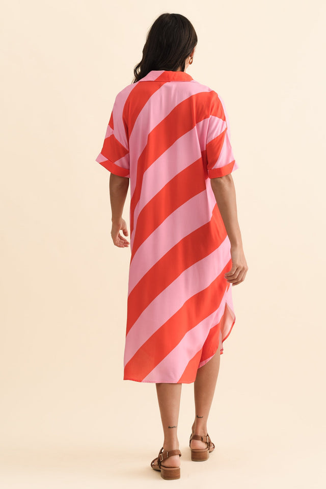 Kazi Pink Stripe Shirt Dress,Brunette model,alt text|model:Brontie image 6