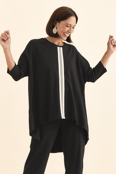 Keiran Black Stripe Cotton Top