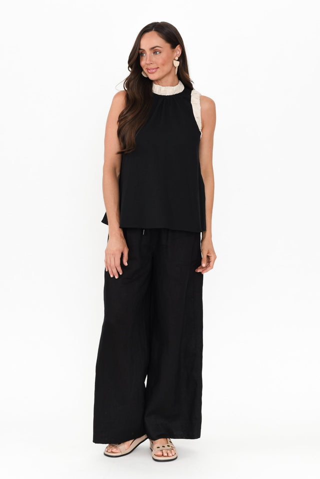 Kelley Black Trim Cotton Blend Tank,Brunette model,alt text|model:Elouise image 7