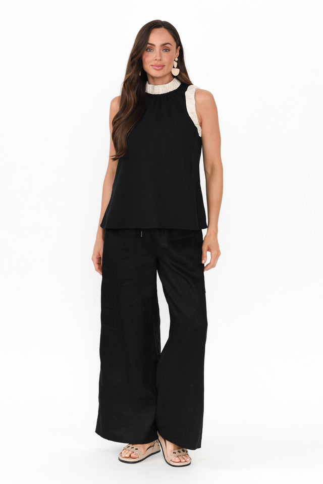 Kelley Black Trim Cotton Blend Tank,Brunette model,alt text|model:Elouise image 3