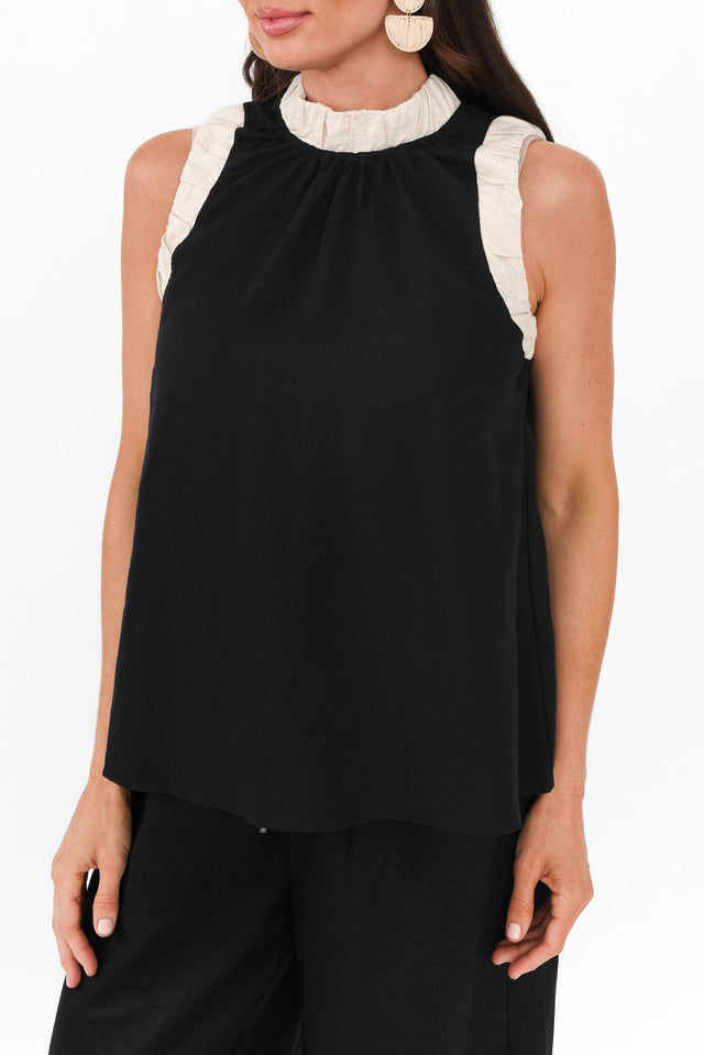 Kelley Black Trim Cotton Blend Tank,Brunette model,alt text|model:Elouise image 6
