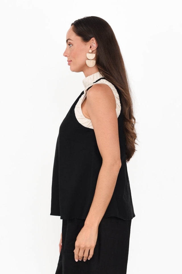 Kelley Black Trim Cotton Blend Tank,Brunette model,alt text|model:Elouise image 4