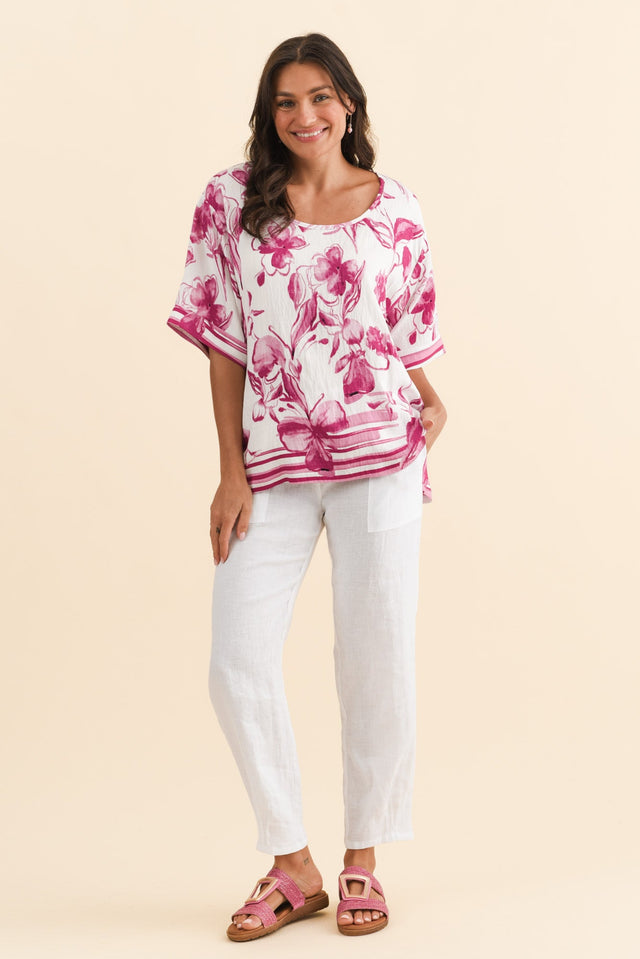 Kendria Pink Floral Batwing Top,Brunette model,alt text|model:Brontie image 4