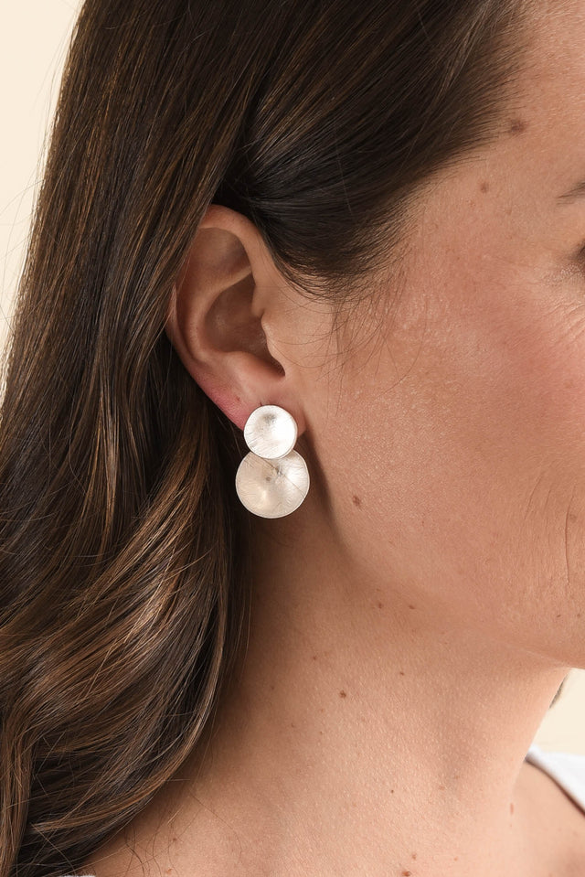 Kerra Silver Circle Drop Earrings image 2
