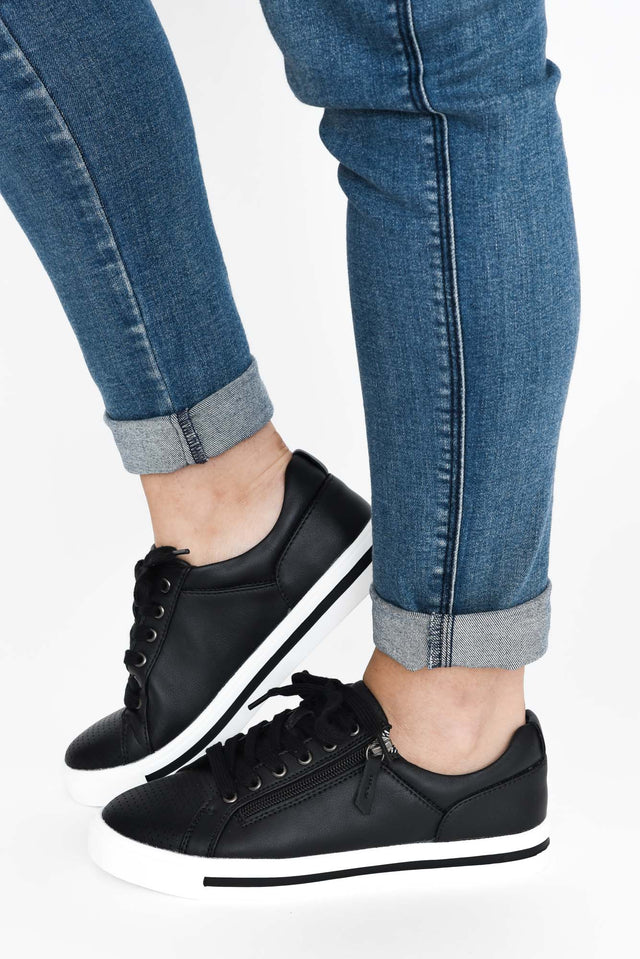 Kiki Black Leather Zip Sneaker image 2