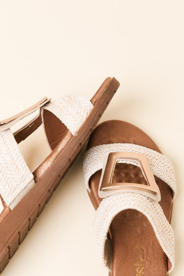 Kimberley Cream Raffia Buckle Slide image 3
