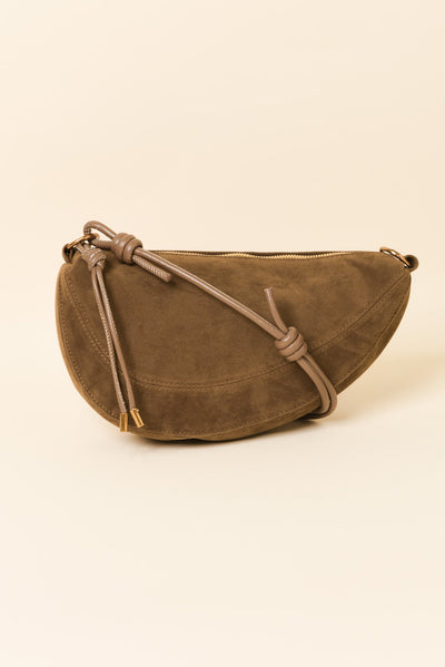 Kirsten Mocha Faux Suede Crossbody Bag