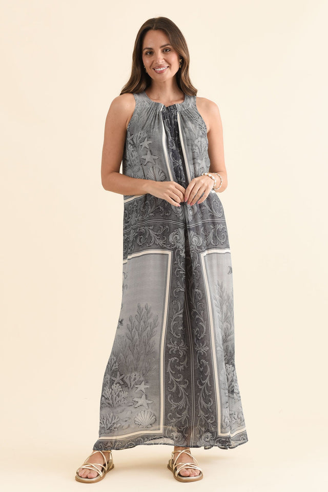 Koi Grey Seaside Sleeveless Dress,Full Body,Brunette model,alt text|model:MJ image 6