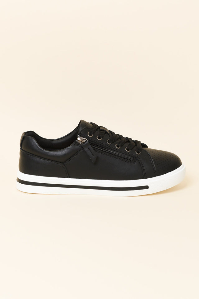 Koko Black Leather Zip Sneaker
