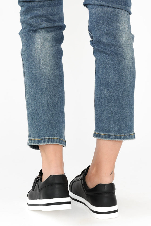 Koko Black Leather Zip Sneaker image 8