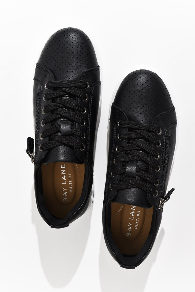 Koko Black Leather Zip Sneaker image 3