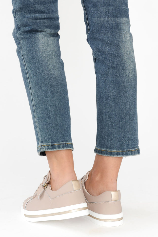 Koko Nude Leather Zip Sneaker image 8