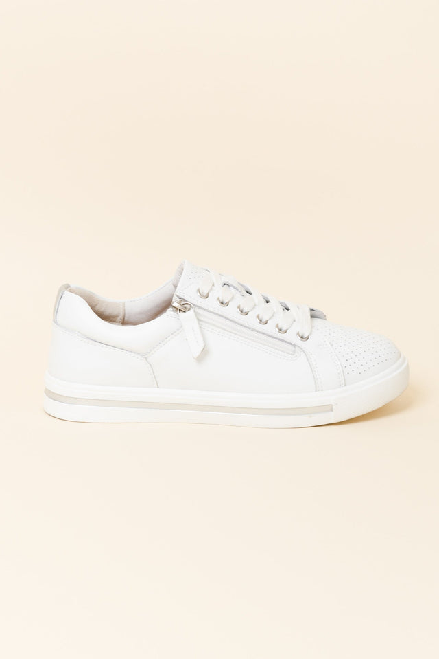 Koko White Leather Zip Sneaker