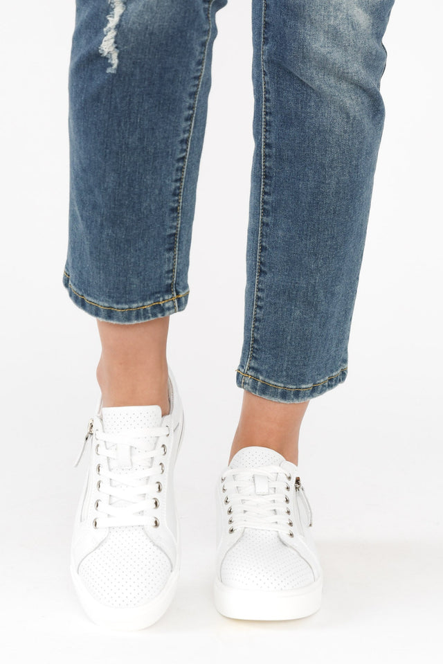 Koko White Leather Zip Sneaker image 7