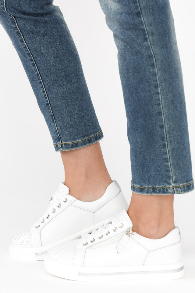 Koko White Leather Zip Sneaker image 6