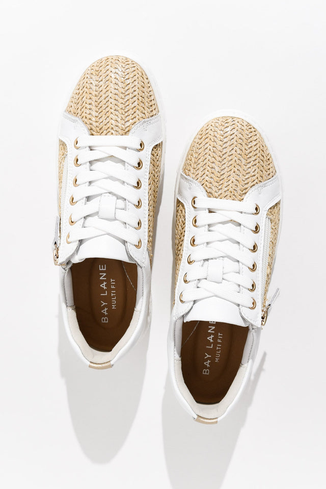 Koko White Raffia Leather Zip Sneaker image 5