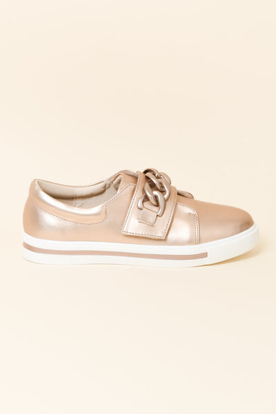 Koolah Rose Gold Leather Chain Sneaker