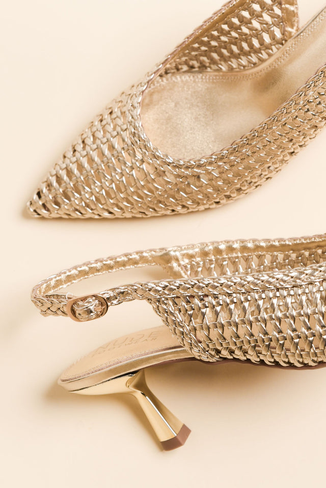 Koscuszkio Gold Leather Woven Heel image 3