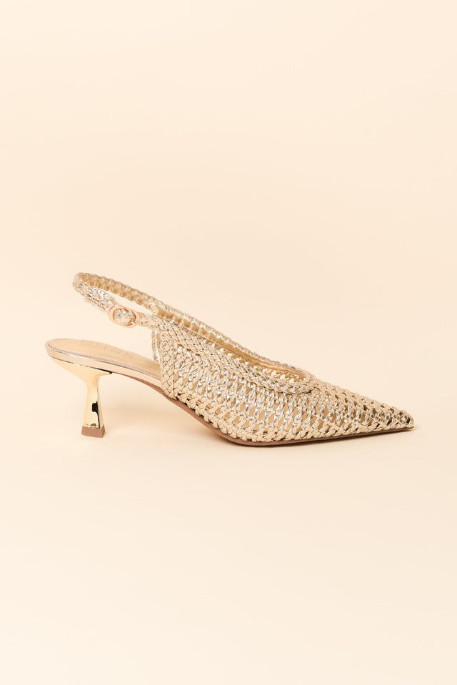 Koscuszkio Gold Leather Woven Heel