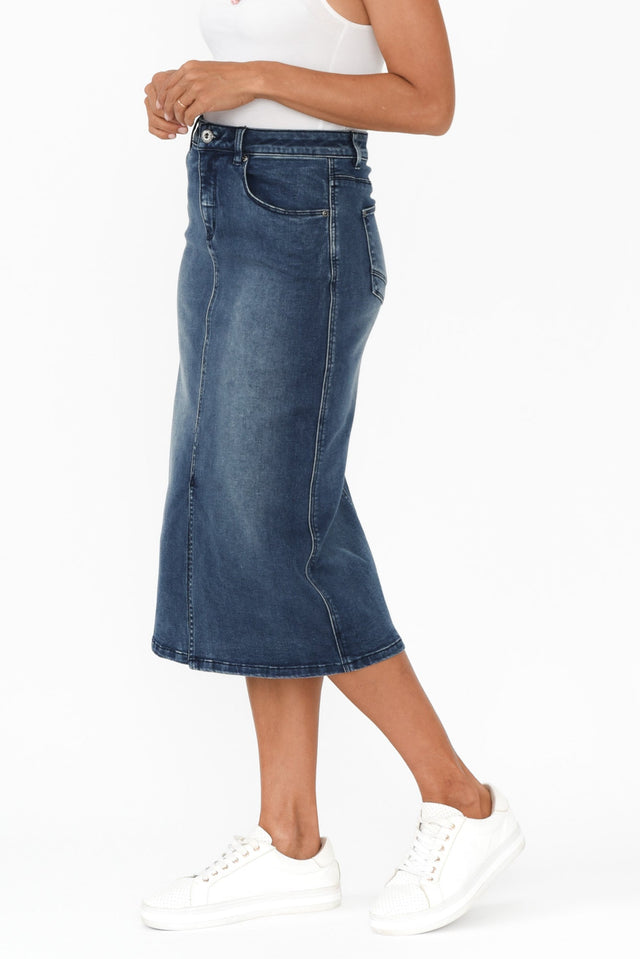 Kylie Dark Wash Denim Midi Skirt image 4