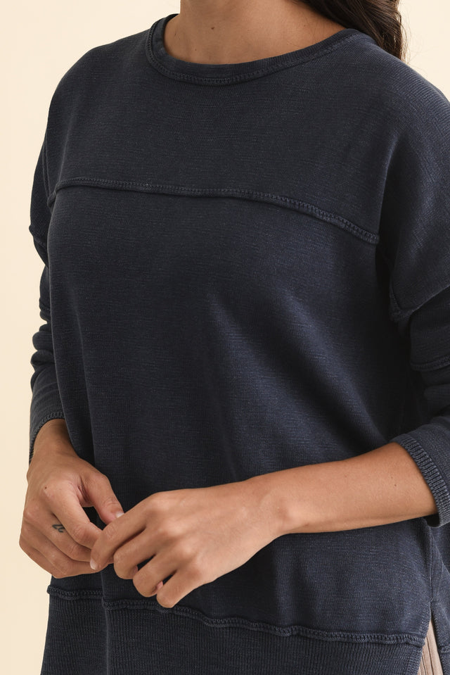 Kymberly Navy Cotton Knit Jumper,Brunette model,alt text|model:Brontie image 6