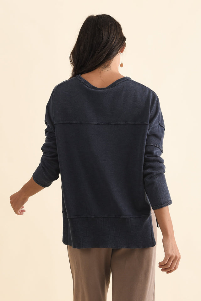 Kymberly Navy Cotton Knit Jumper,Brunette model,alt text|model:Brontie image 5