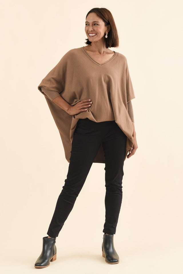 Laia Black Cotton Stretch Pants,Brunette model,alt text|model:Cara image 7