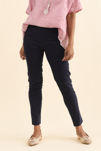 Laia Navy Cotton Stretch Pants