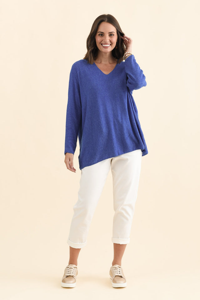 Lakin Blue Knit Jumper,Brunette model,alt text|model:MJ image 7