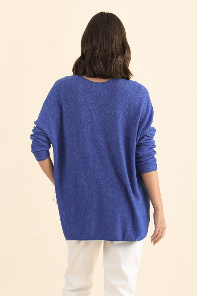 Lakin Blue Knit Jumper,Brunette model,alt text|model:MJ image 5