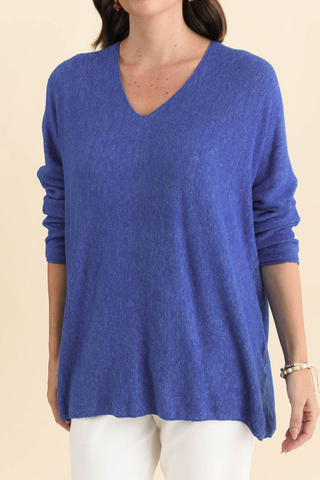 Lakin Blue Knit Jumper,Brunette model,alt text|model:MJ image 6