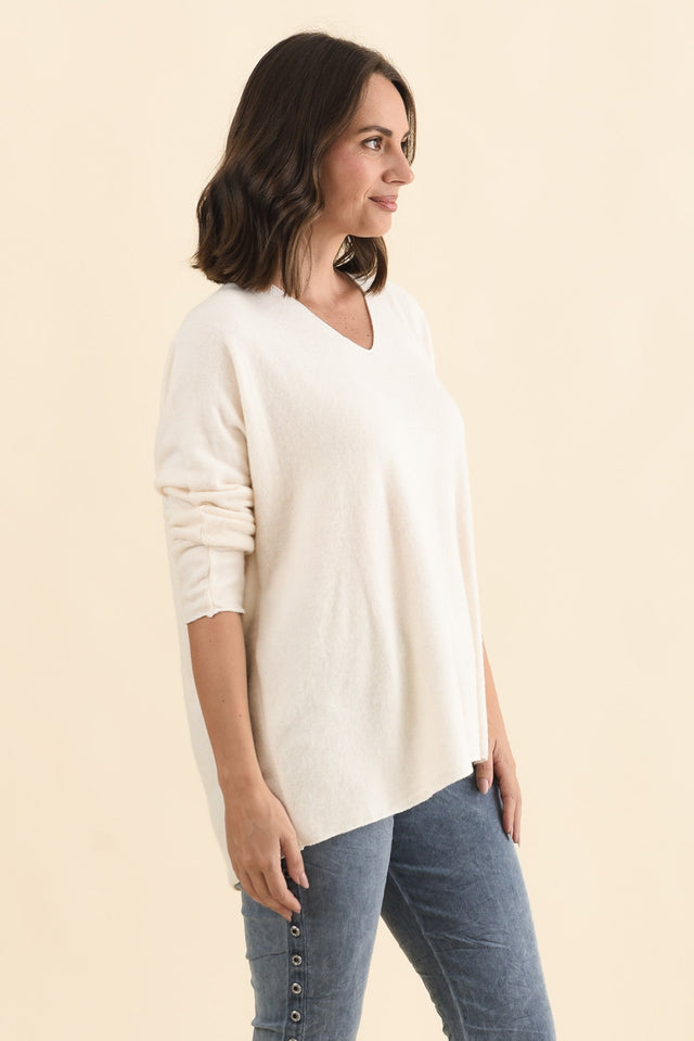 Lakin Cream Knit Jumper,Brunette model,alt text|model:MJ image 4