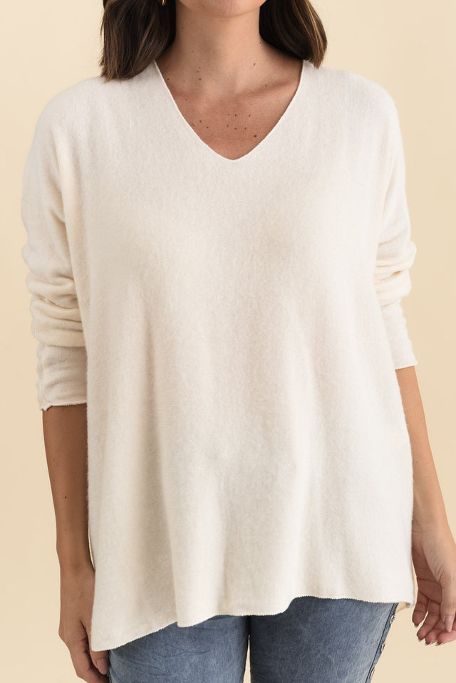 Lakin Cream Knit Jumper,Brunette model,alt text|model:MJ image 6