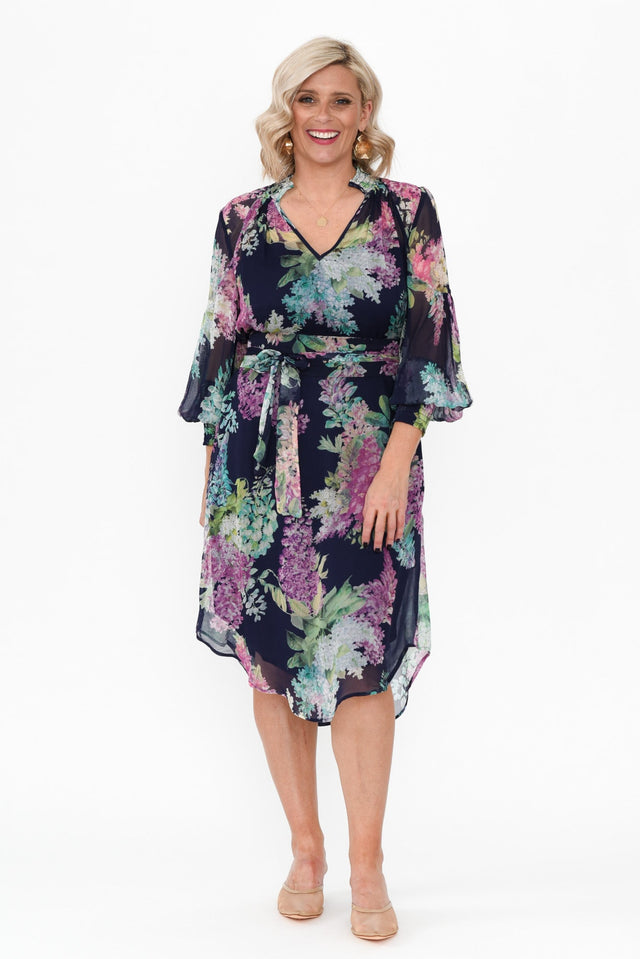 Lane Navy Wisteria Tie Dress image 3