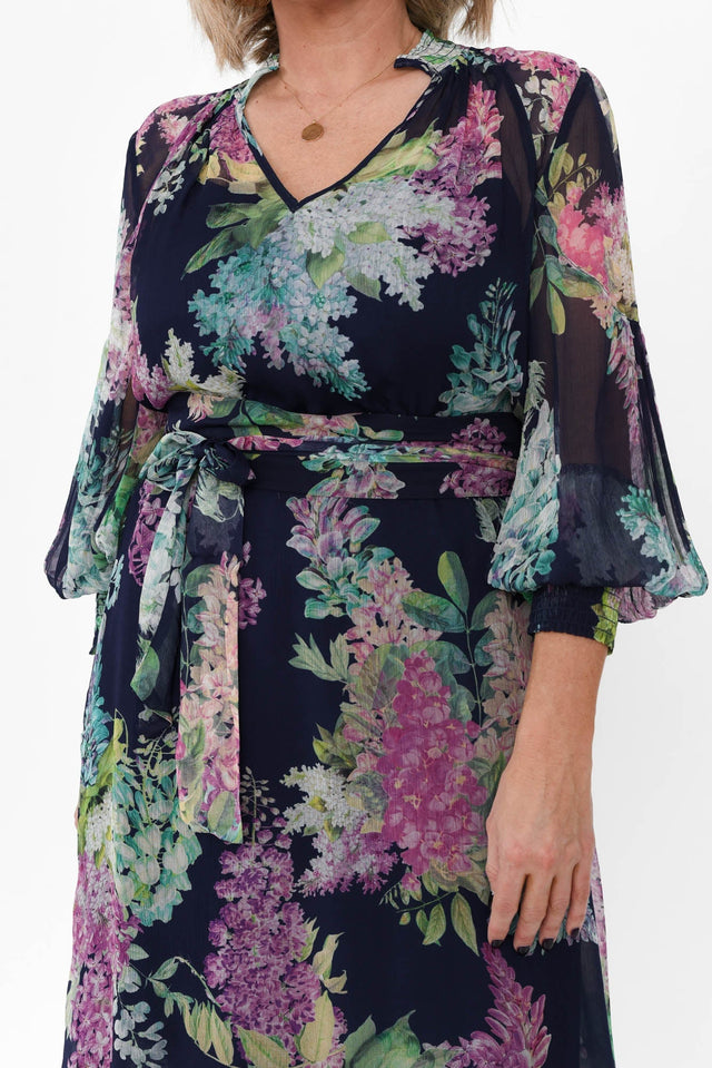 Lane Navy Wisteria Tie Dress image 7