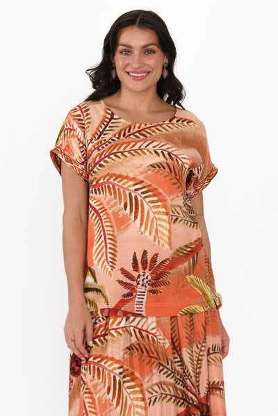 Laszlo Orange Palm Boatneck Tee