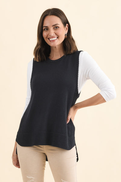 Laurell Navy Knit Crewneck Vest