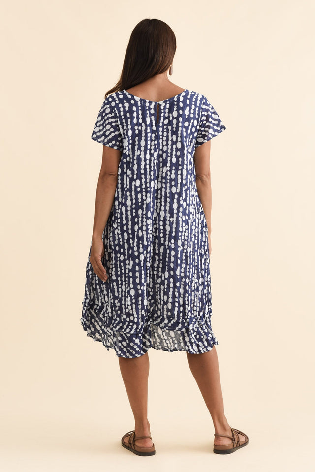 Lauren Navy Speckle Crinkle Cotton Dress,Brunette model,alt text|model:Cara image 6