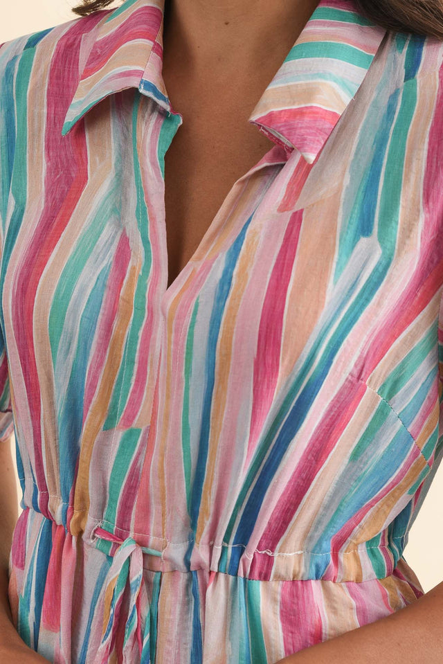Leigh Pink Stripe Tie Dress,Brunette model,alt text|model:Brontie image 6