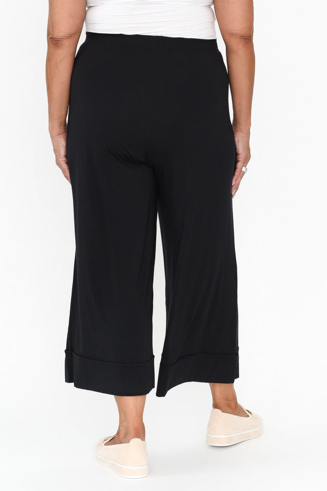 Lena Black Micro Modal Resort Pants,Brunette model,alt text|model:Pilita image 10