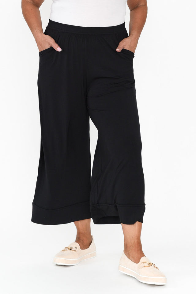 Lena Black Micro Modal Resort Pants,Brunette model,alt text|model:Pilita image 8