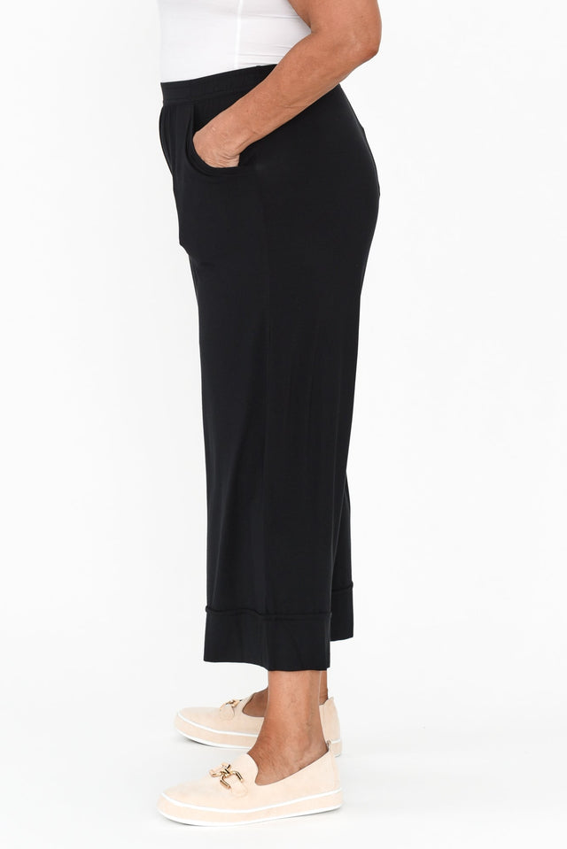 Lena Black Micro Modal Resort Pants,Brunette model,alt text|model:Pilita image 9