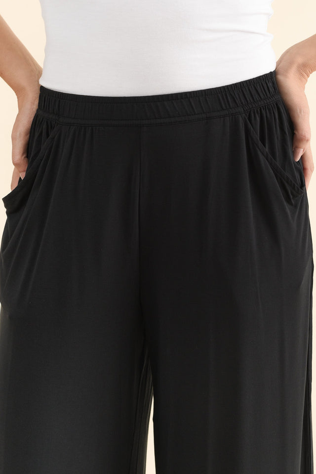 Lena Black Micro Modal Resort Pants,Brunette model,alt text|model:MJ image 6