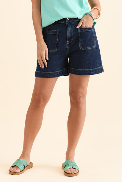 Lennox Dark Blue Denim Stretch Shorts