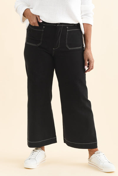 Lenon Black Denim Cropped Jeans