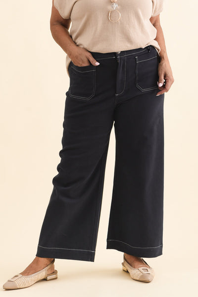 Lenon Dark Blue Denim Cropped Jeans