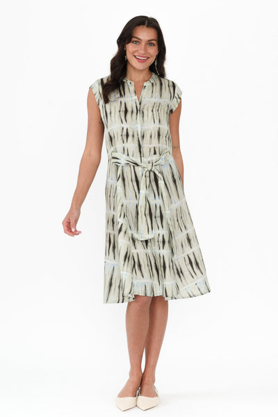 Lenore Green Abstract Linen Dress