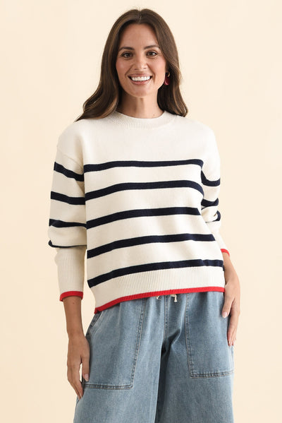 Leonie Navy Stripe Knit Sweater