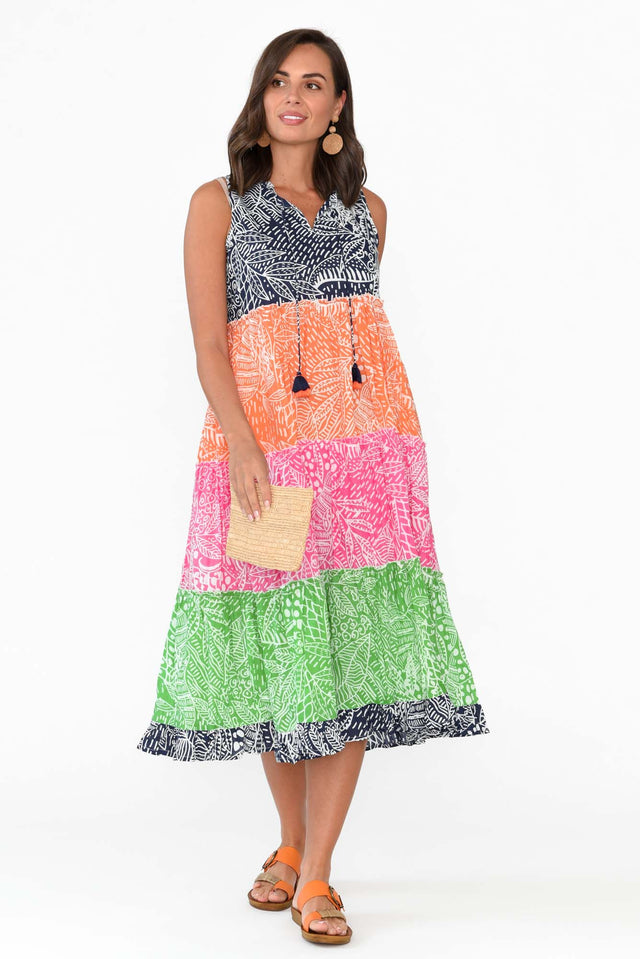 Leros Multi Stripe Organic Cotton Midi Dress
