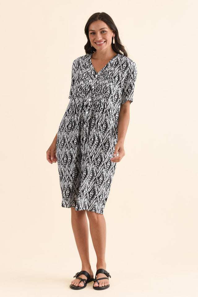 Leticia Black Leaf Midi Dress,Full Body,Brunette model,alt text|model:Brontie image 6